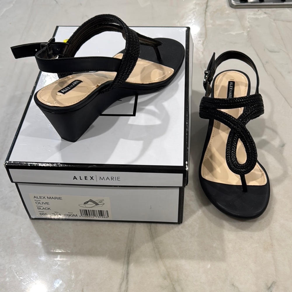 Alex Marie Black Wedges Sleek Minimalist Design